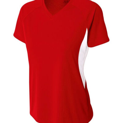 ICD (White Logo will be printed on Product)  Women's Colorblock v-neck Tee Thumbnail